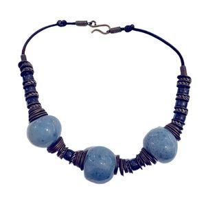 Greek Bronze & Ceramic Vintage Necklace